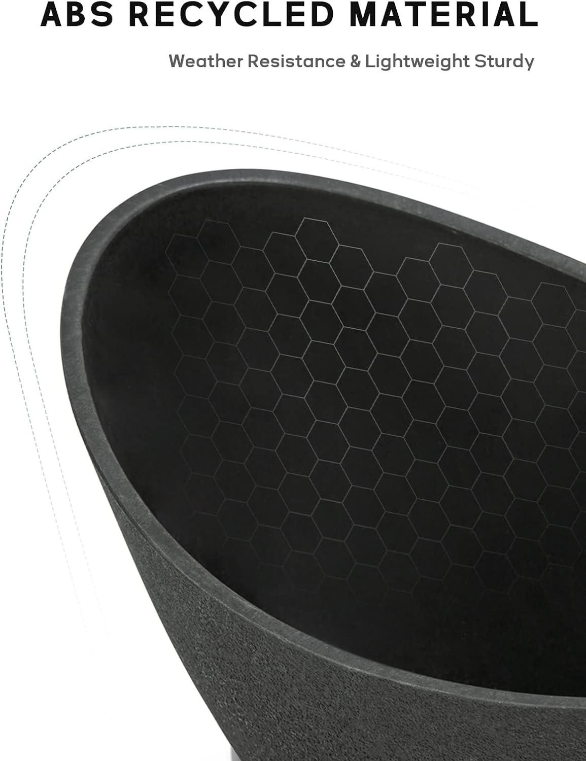 LaDoVita Plant Pots with Drainage Holes, 12 Inch Large Planters for Indoor Plants, Plastic Flower Pots Outdoor, Set of 2 Pack, Frosted Black