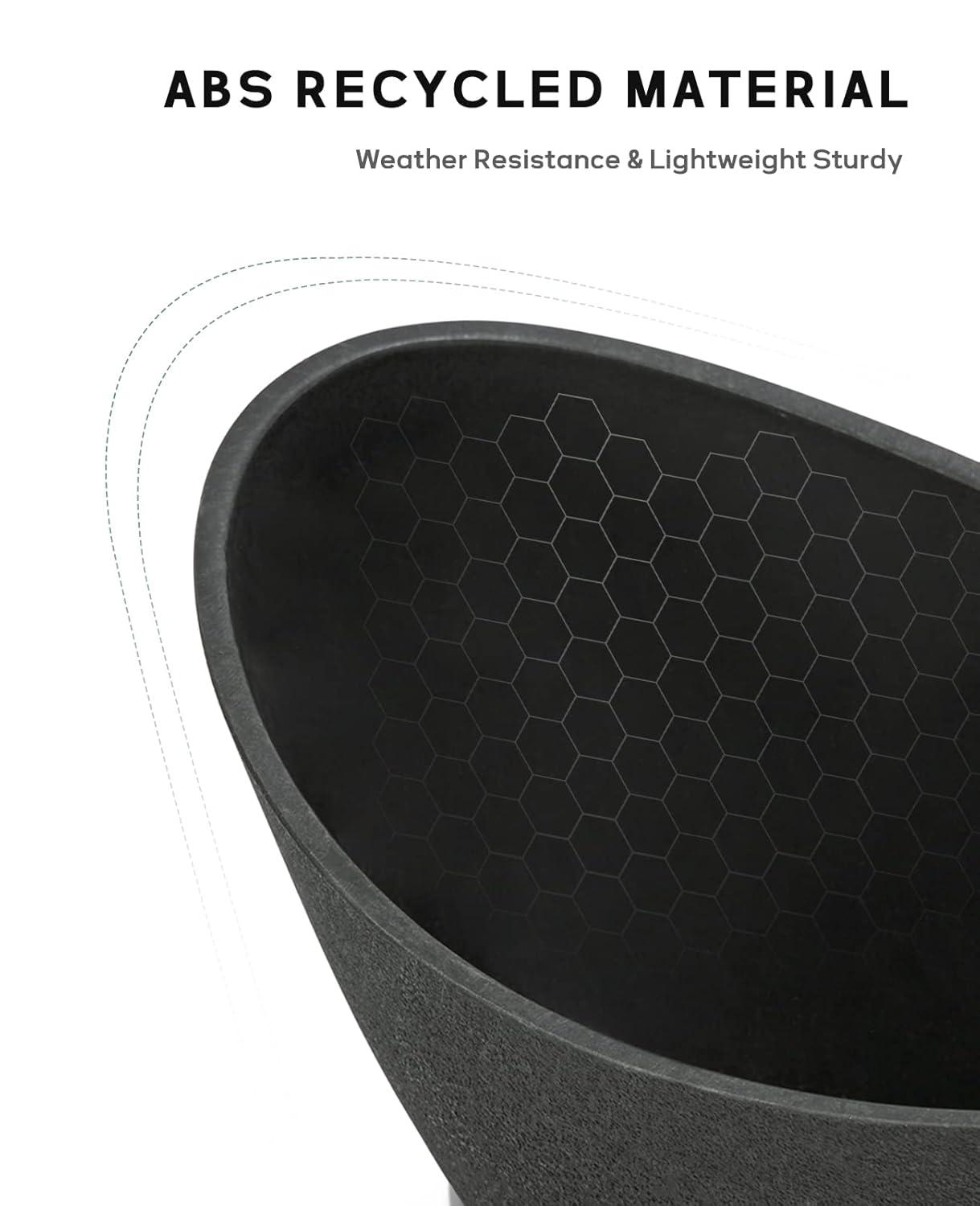 LaDoVita Plant Pots with Drainage Holes, 12 Inch Large Planters for Indoor Plants, Plastic Flower Pots Outdoor, Set of 2 Pack, Frosted Black