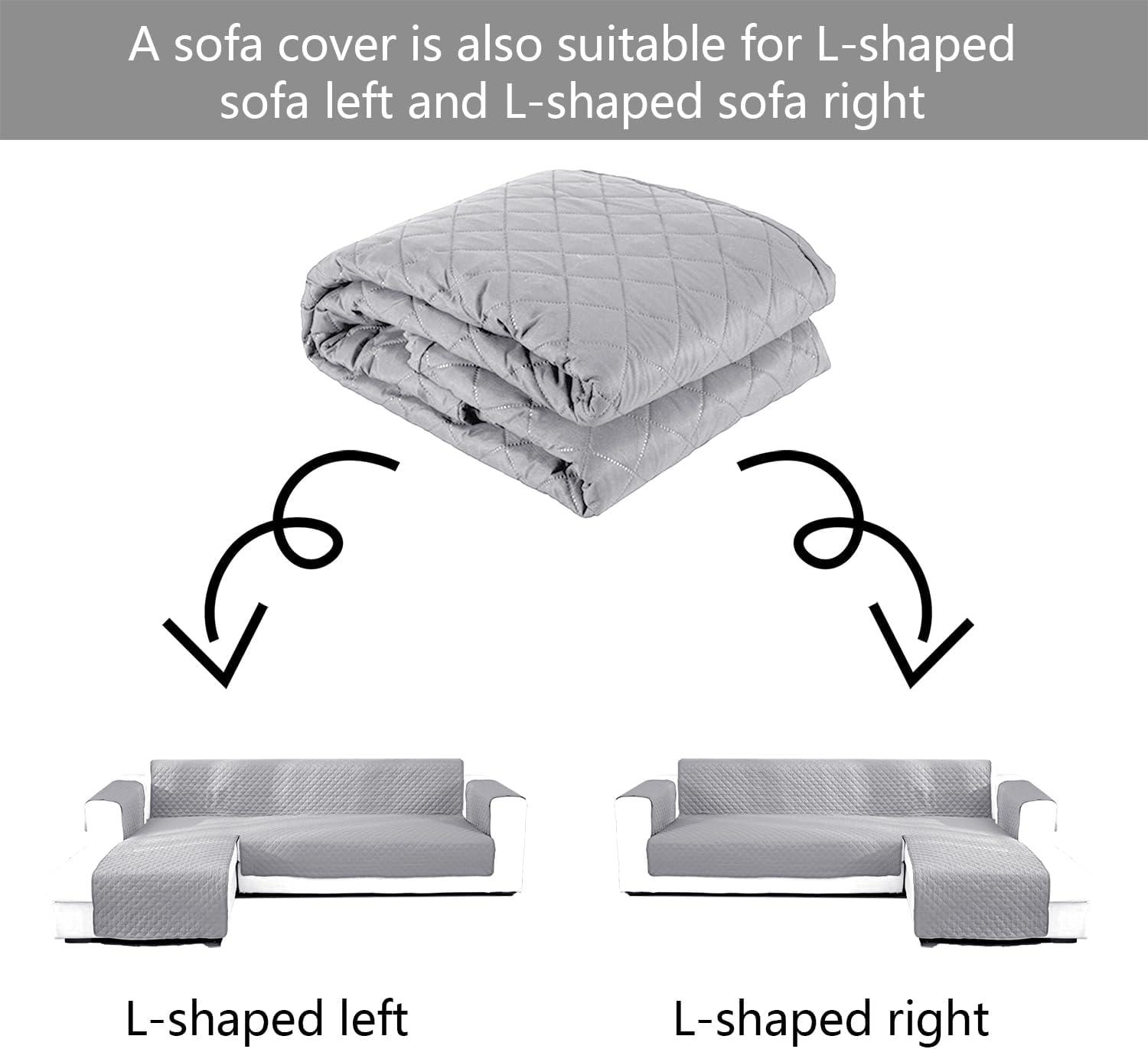 Double Side L Shape Couch Cover Sectional Sofa Covers Set Chaise Couch Cover Slip Covers for Sofas Couches Sectional Furniture Protector Cover (Large,Light Grey)