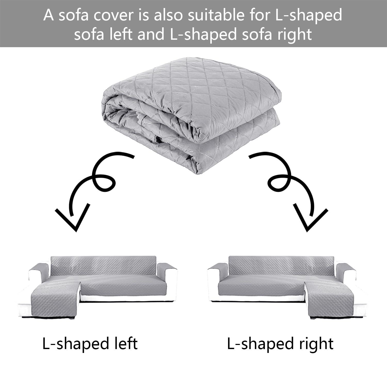 Double Side L Shape Couch Cover Sectional Sofa Covers Set Chaise Couch Cover Slip Covers for Sofas Couches Sectional Furniture Protector Cover (Large,Light Grey)