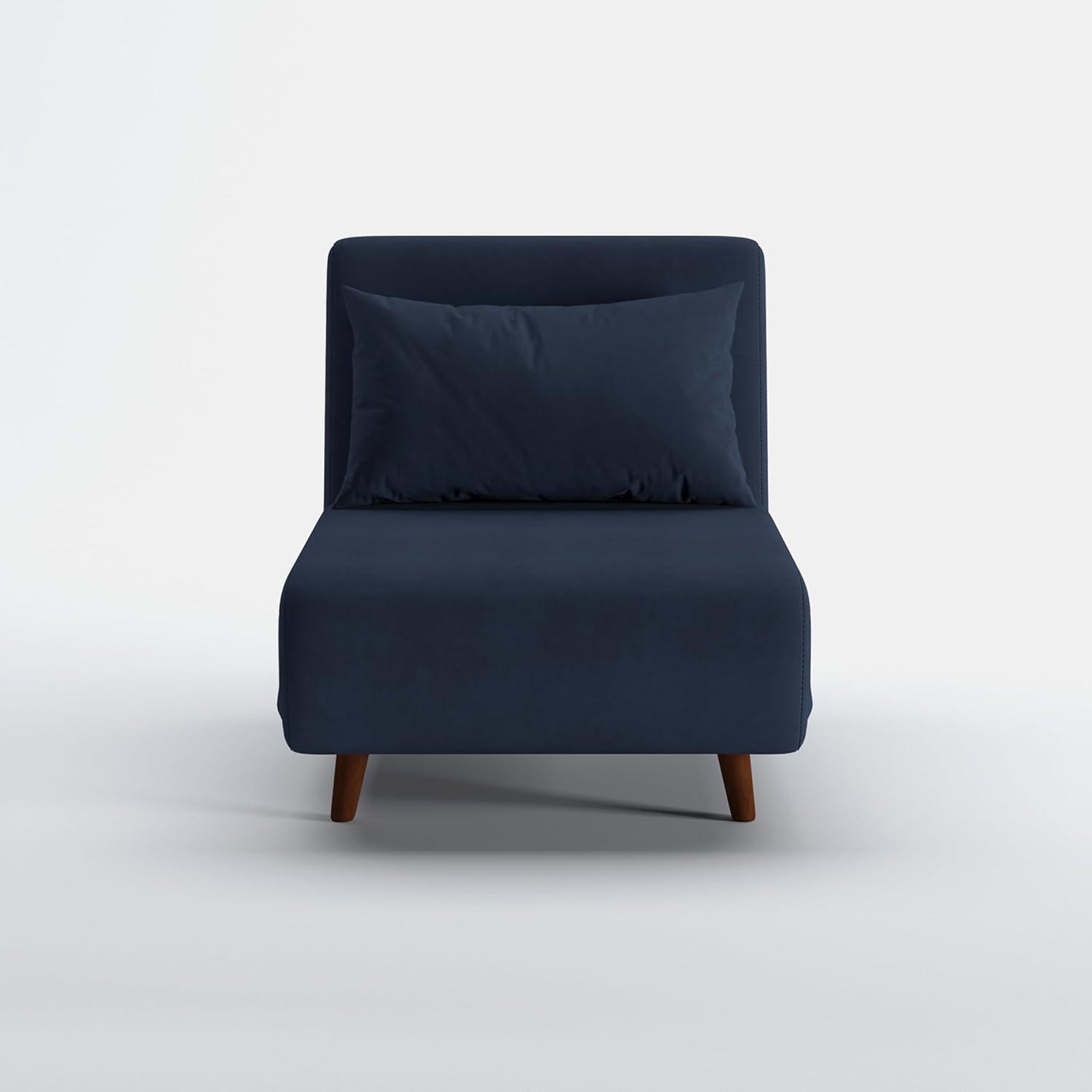 A&D Home Tustin Polyester Convertible Futon Chair, Velvet Blue