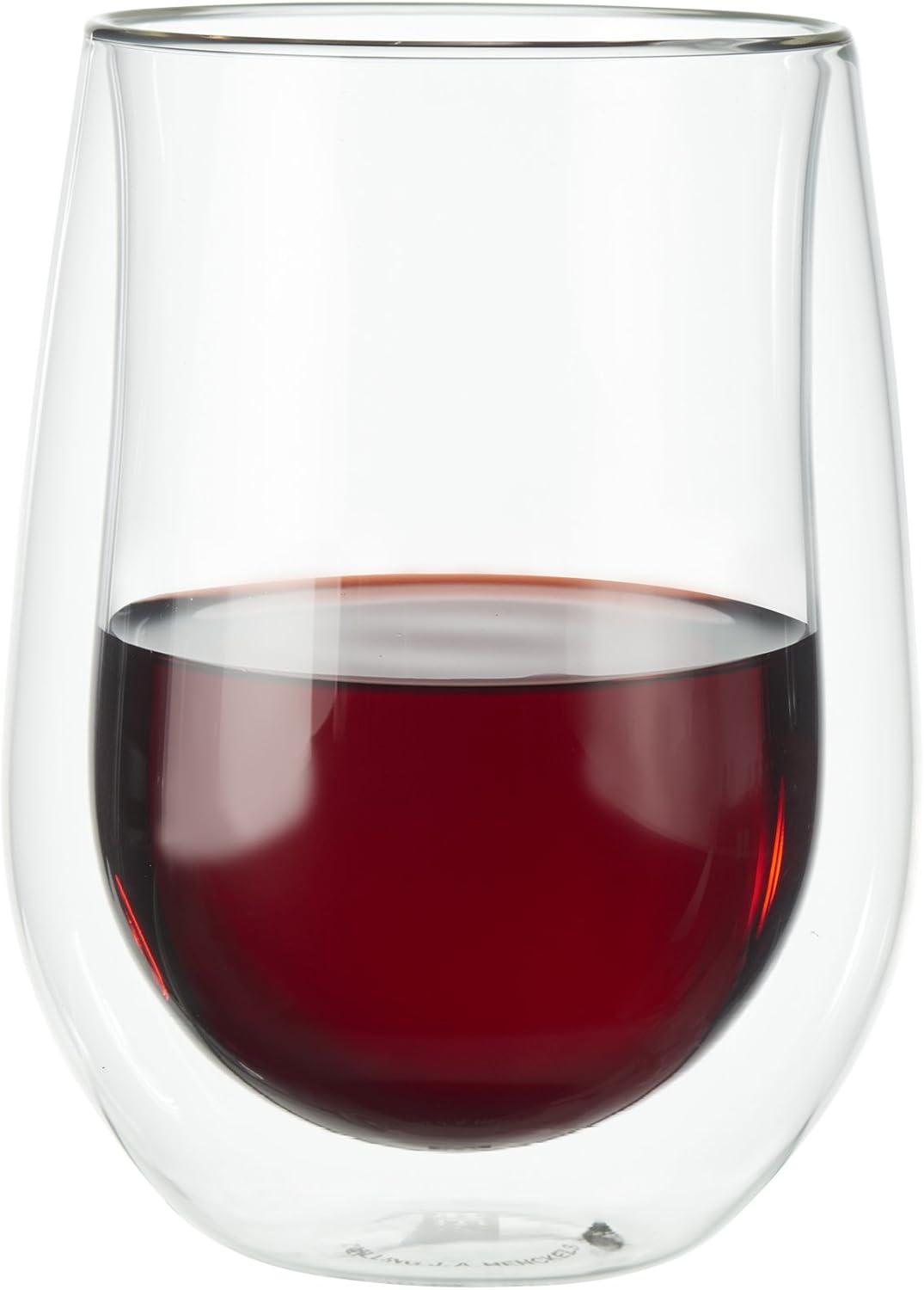 Sorrento Clear Borosilicate Double-Wall Stemless Wine Glass Set