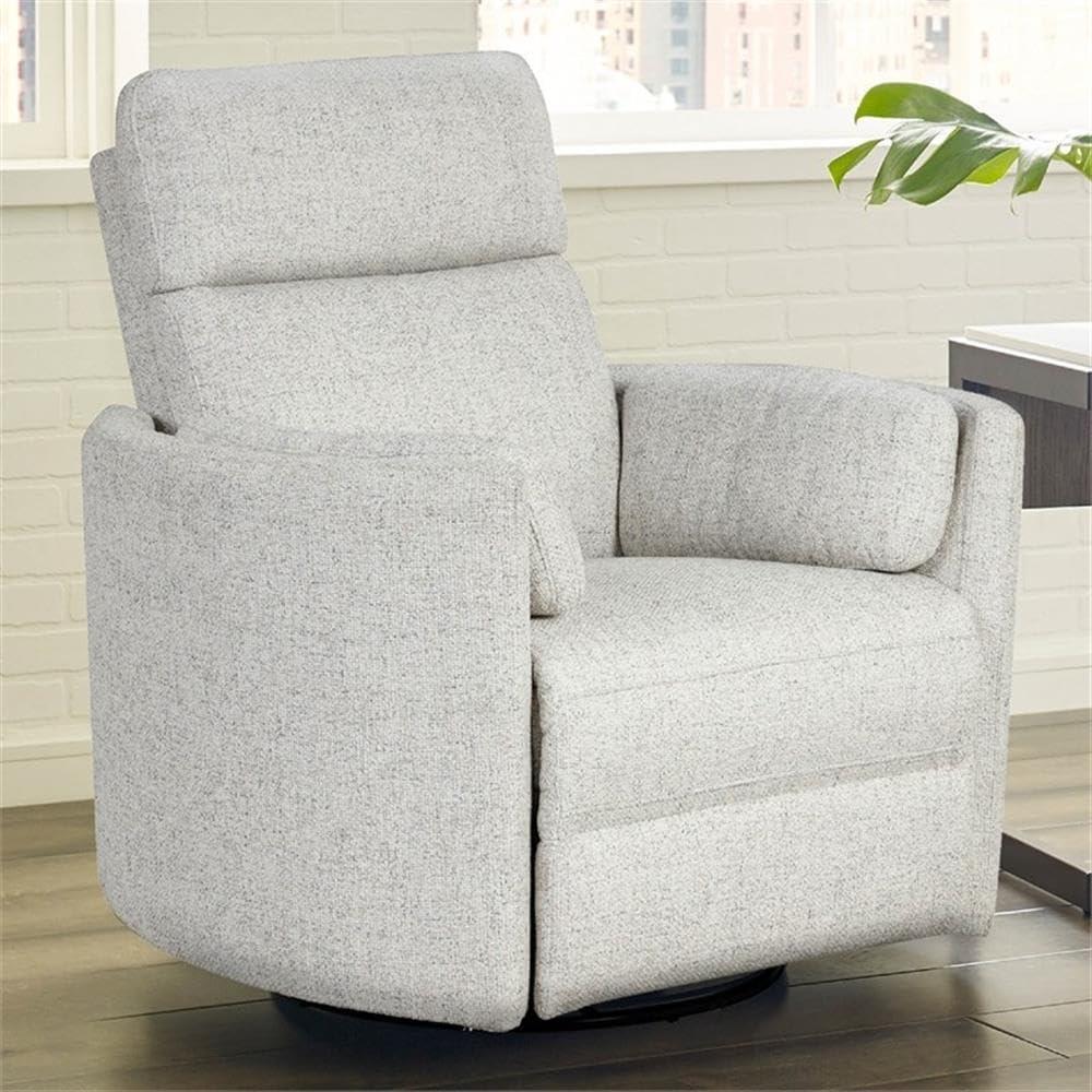 Natural Quartz Fabric Swivel Glider Recliner with USB Charger