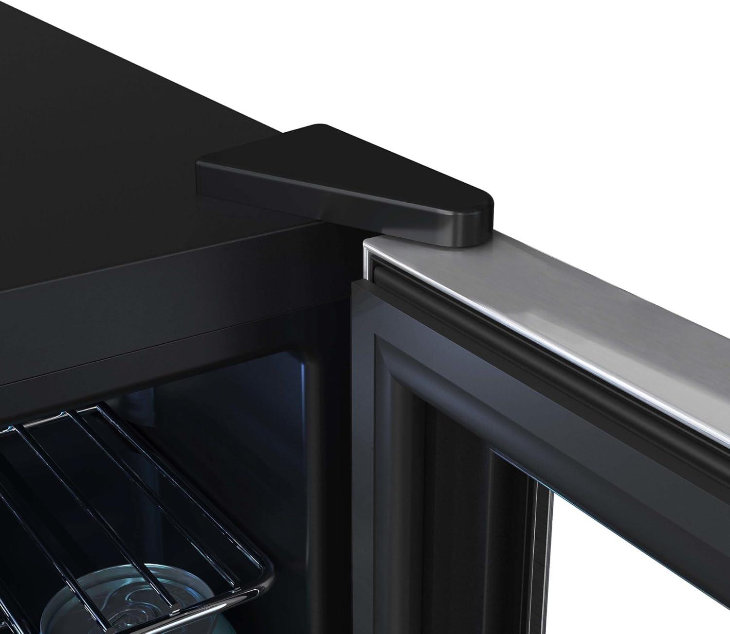 Black Compact Beverage Cooler with Stainless Steel Door