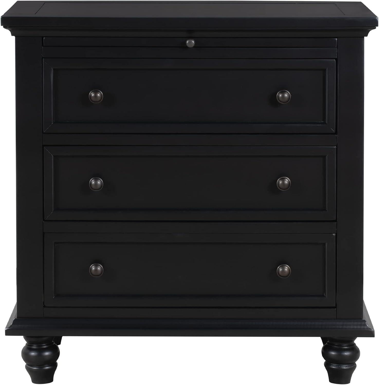 Historyli Go5H Bedside Table With 3 Drawers, Solid Wood Legs, Pull Out Tray Pine Wood Night Stand, Modern Side End Table Cabinet For Office, Living Room, Bedroom