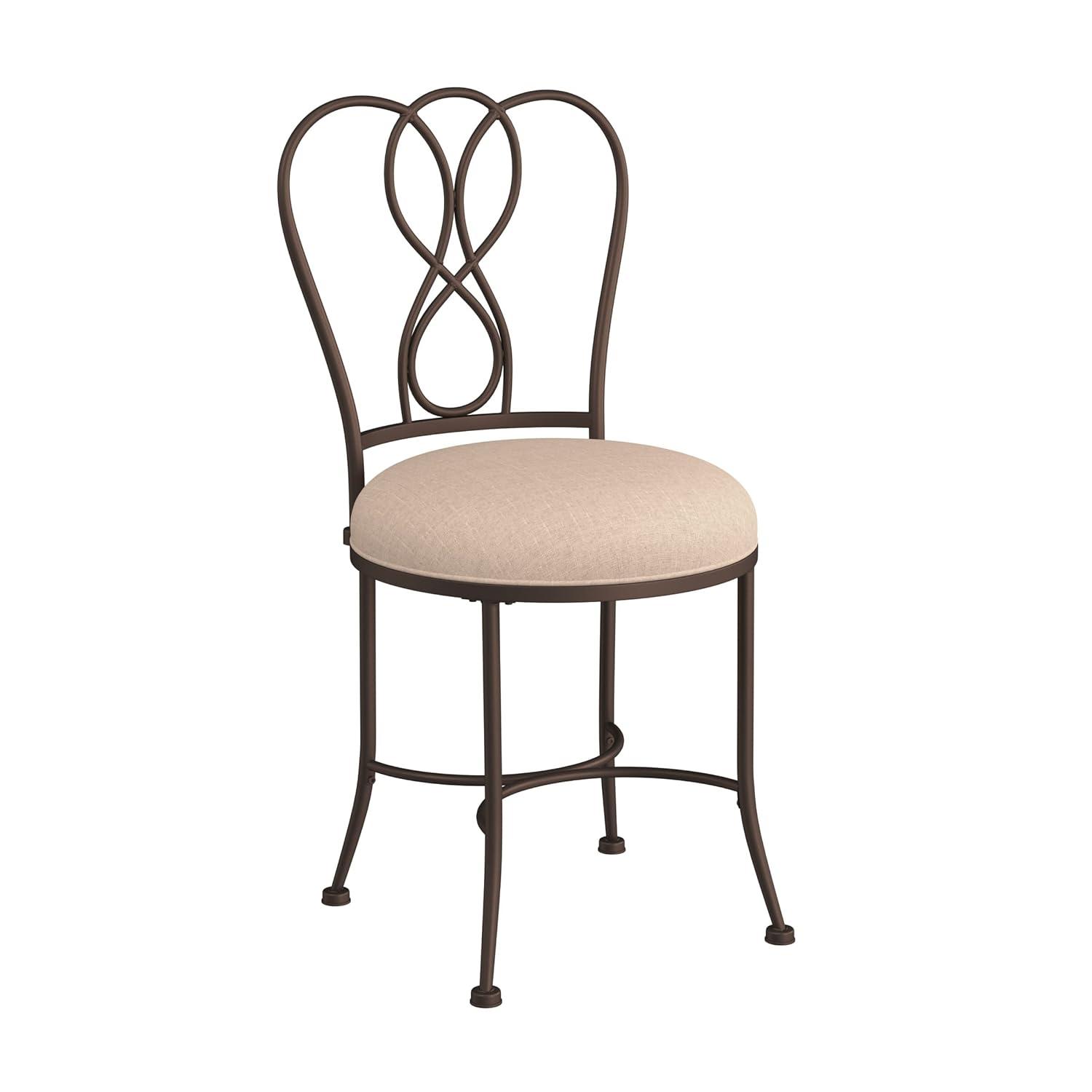 18.5" Christina Metal Vanity Stool Bronze/Cream - Hillsdale Furniture