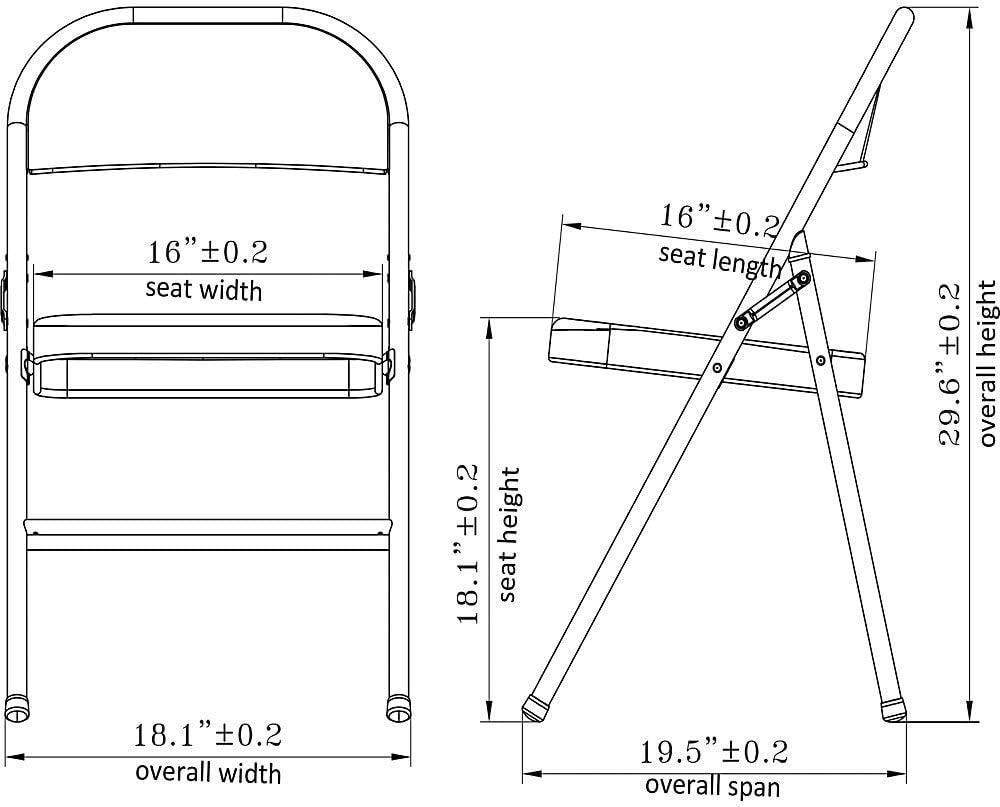 Beige Fabric Padded Armless Folding Chair with Metal Frame