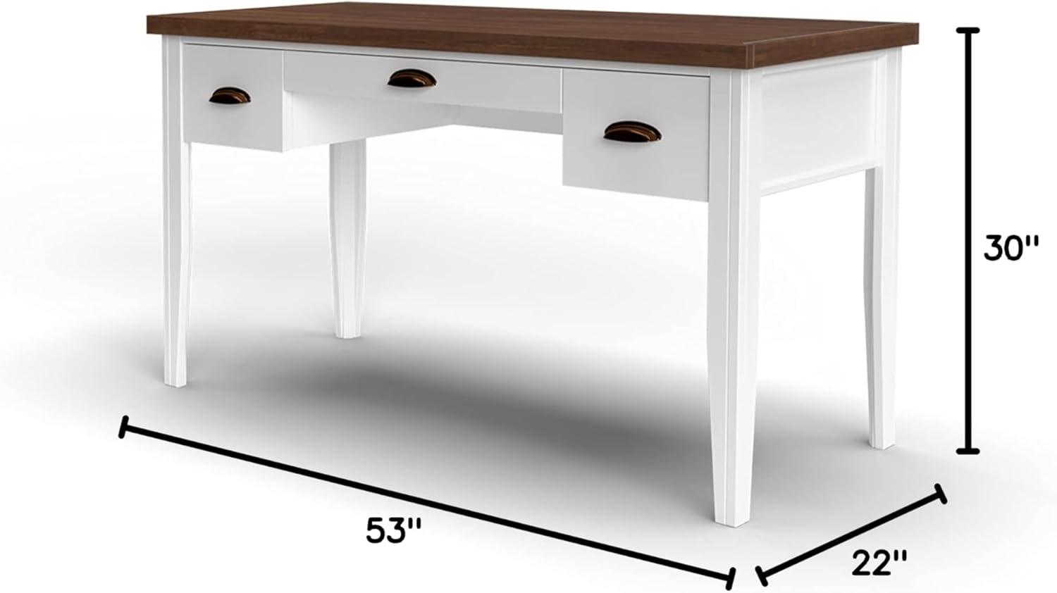 Hampton White and Barnwood 3-Drawer Writing Desk