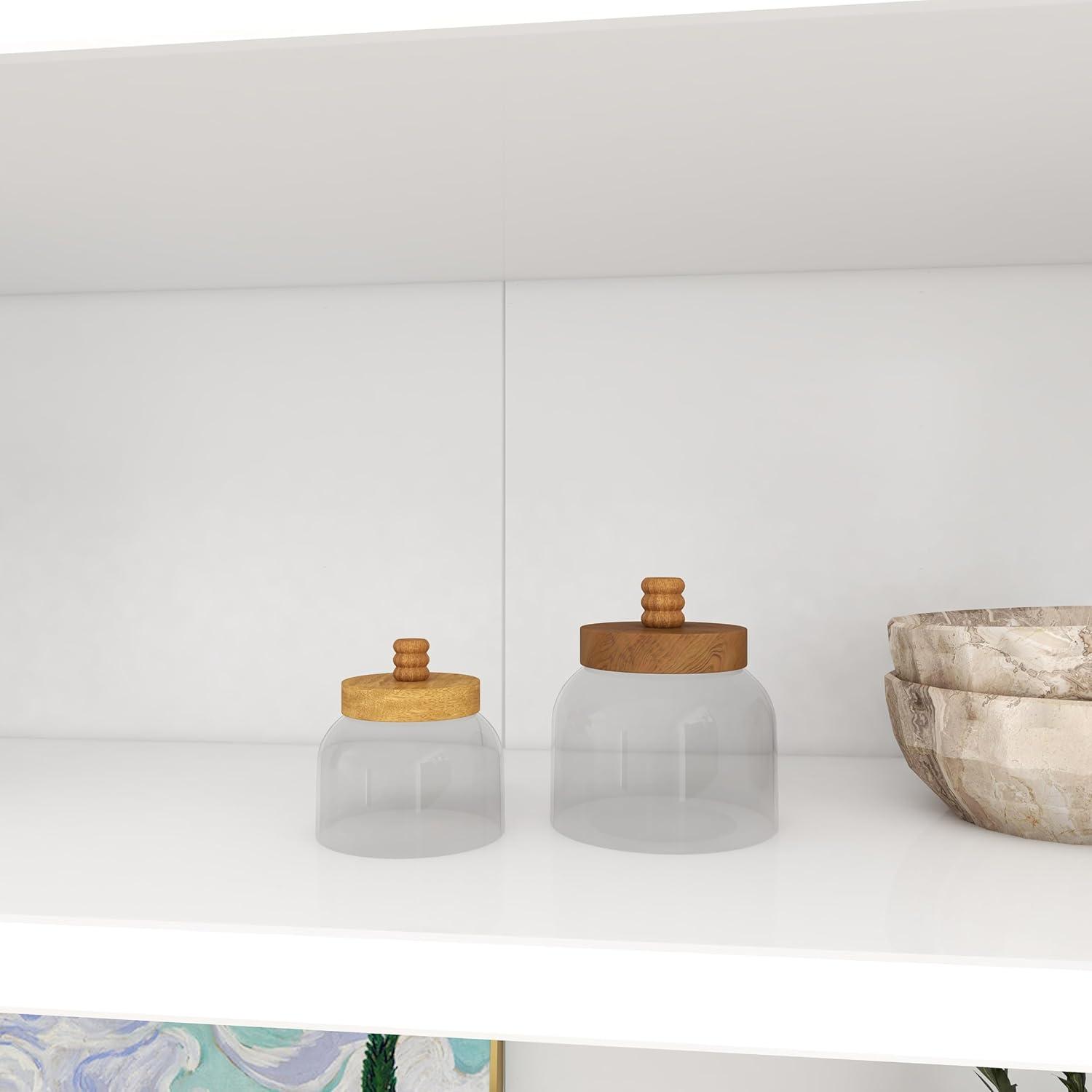 DecMode 5" x 6" Clear Glass Canisters with Wood Lids, 2-Pieces