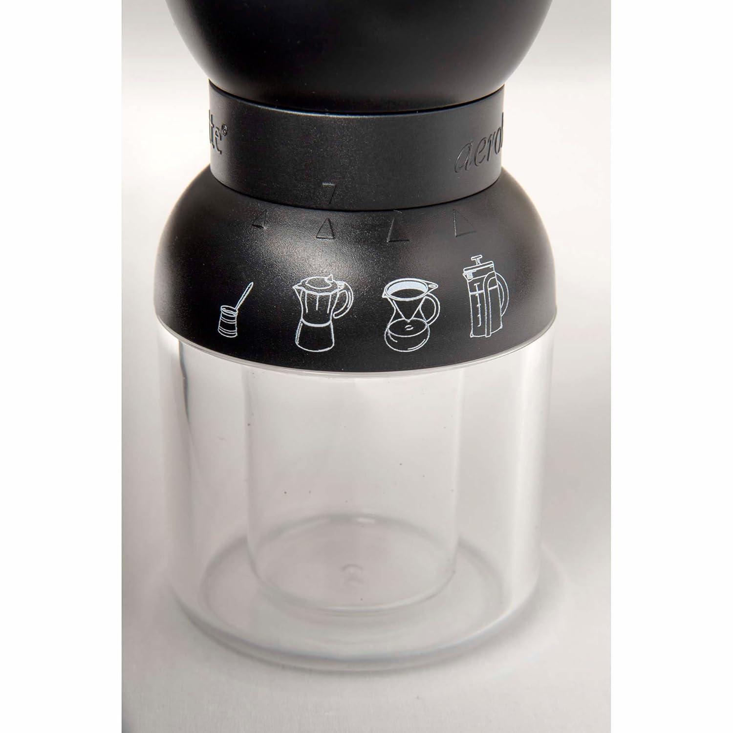 Black and Clear Manual Burr Coffee Grinder with Adjustable Ceramic Mechanism