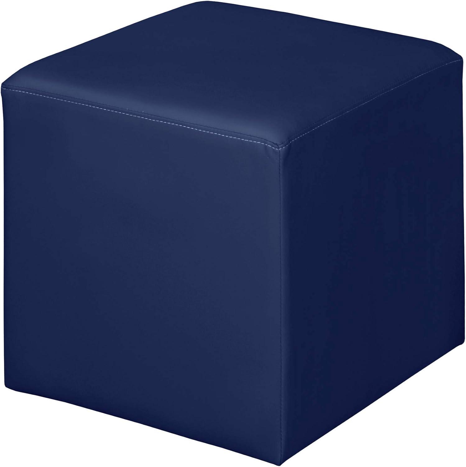 Regency Jean Plush Square Ottoman in Naval Blue