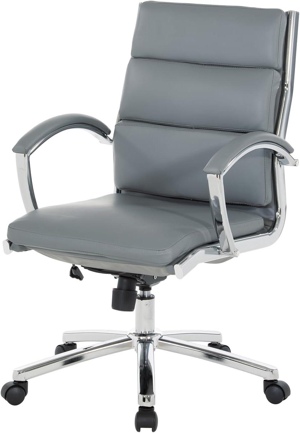 Mid Back Executive Charcoal Gray Faux Leather Chair