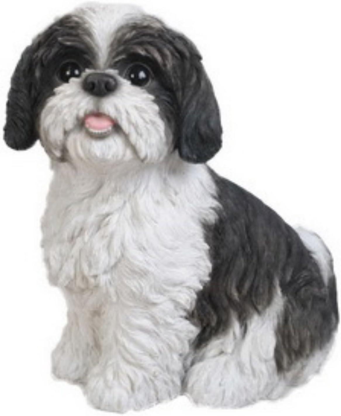 Hi-Line Gift Ltd Sitting Dog - Shih Tzu black and White