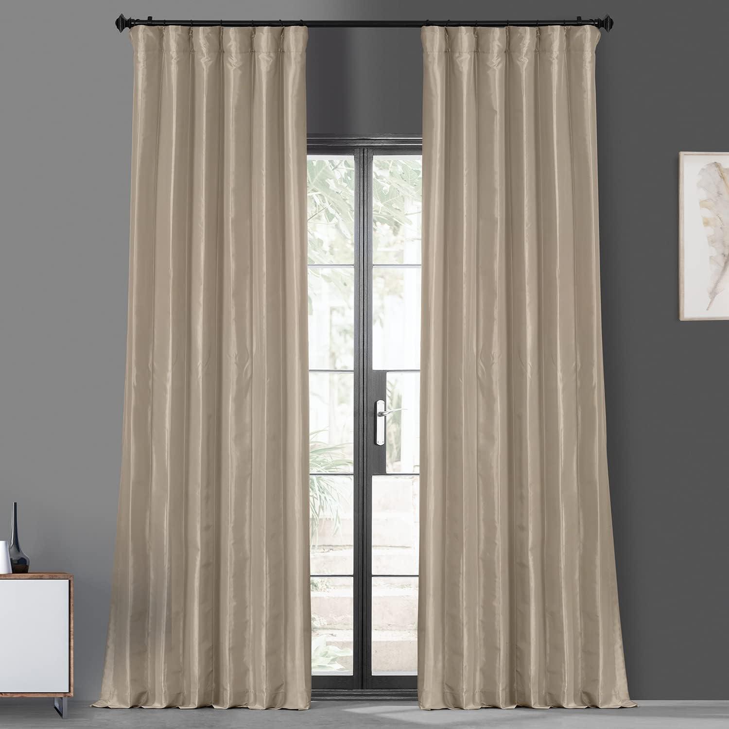 Navy Blue Blackout Faux Silk Taffeta Curtain (1 Panel), Navy Blue, 50W X 108L