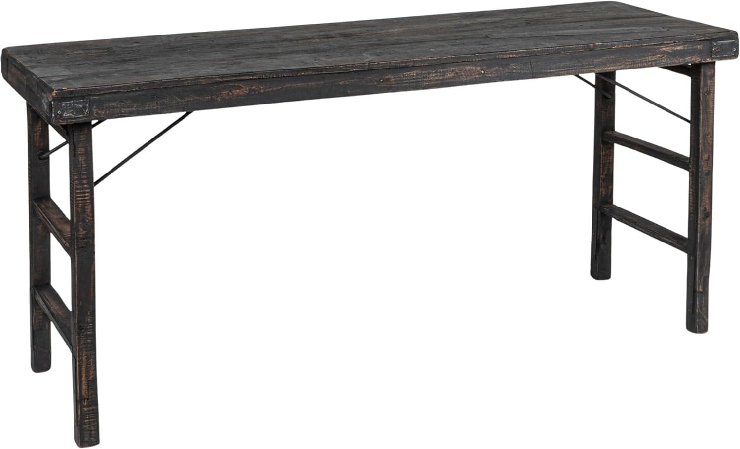 Storied Home Reclaimed Wood Long Folding Table Distressed Blackwashed: Rustic, No Assembly, 275lb Capacity