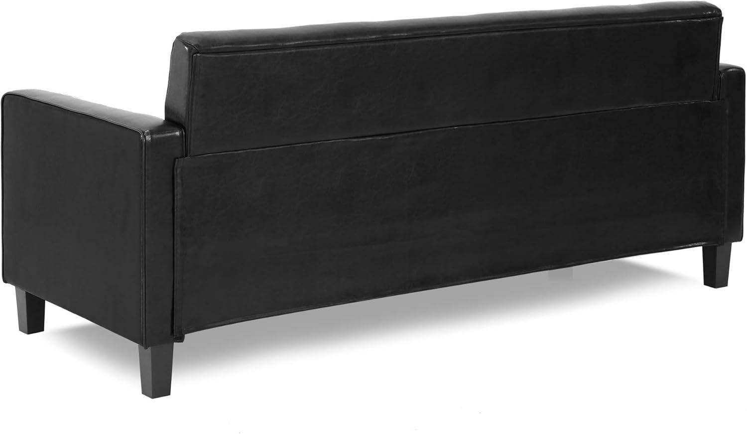Furinno Brive Contemporary Tufted 3-Seater Sofa, Black Faux Leather