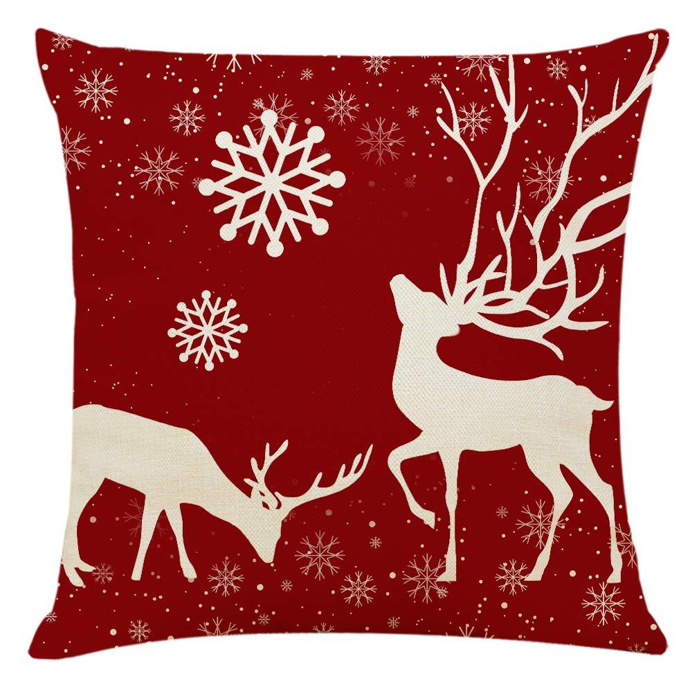 Sunnyglade 4PCS 18"x18" Christmas Throw Pillow Covers Christmas Decorative Couch Pillow Cases Cotton Linen Pillow Square Cushion Cover for Sofa, Couch, Bed and Car (Christmas A-4PCS)