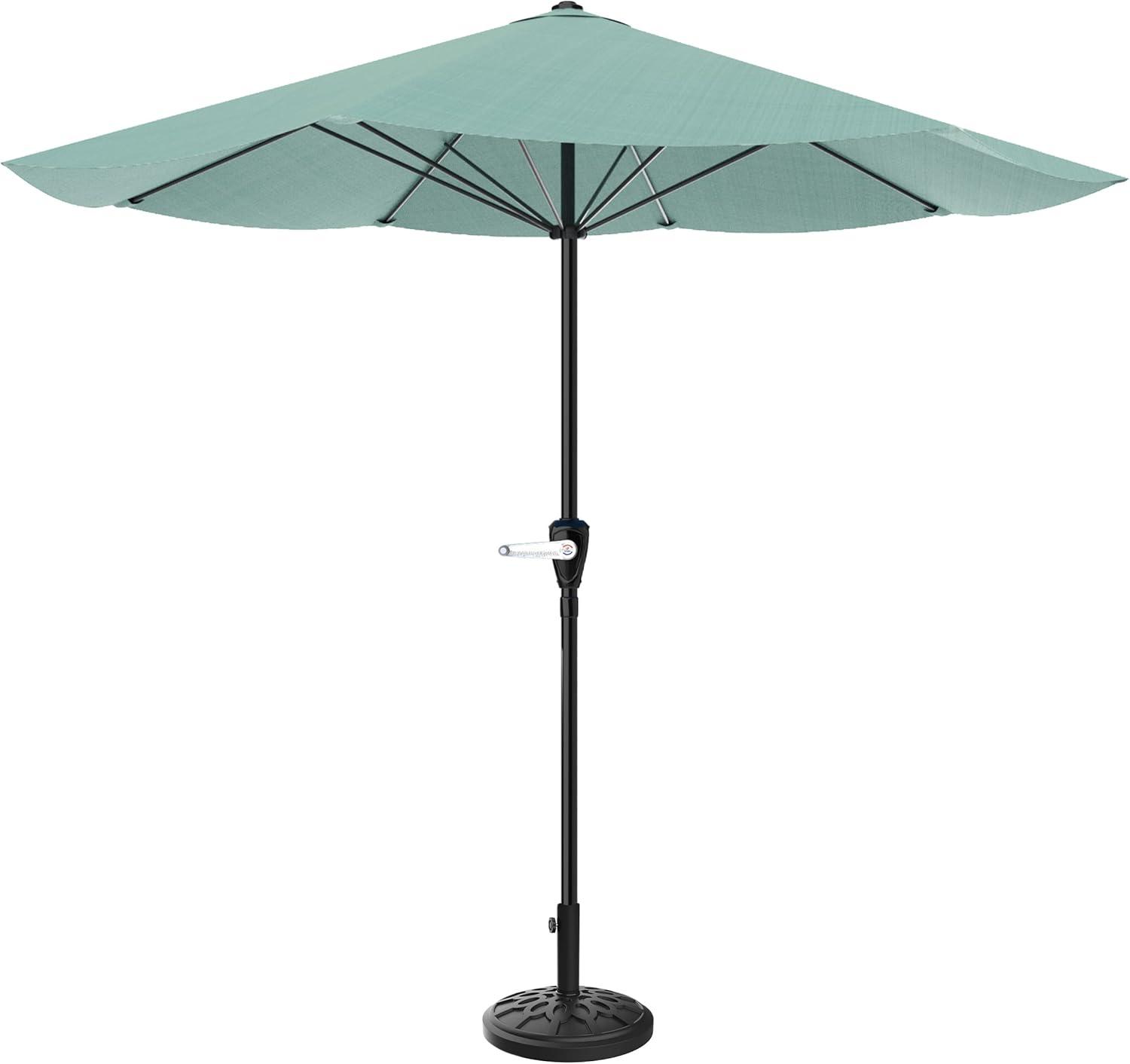 Pure Garden 9-ft Steel Green No-tilt Market Patio Umbrella with Base