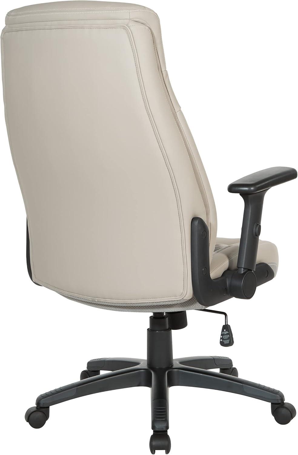 Executive High Back Taupe Gray Bonded Leather Office Chair