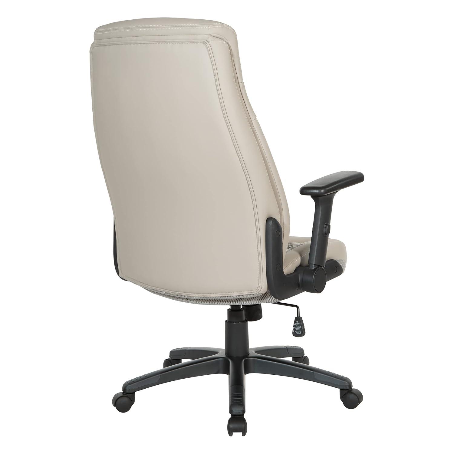 Executive High Back Taupe Gray Bonded Leather Office Chair