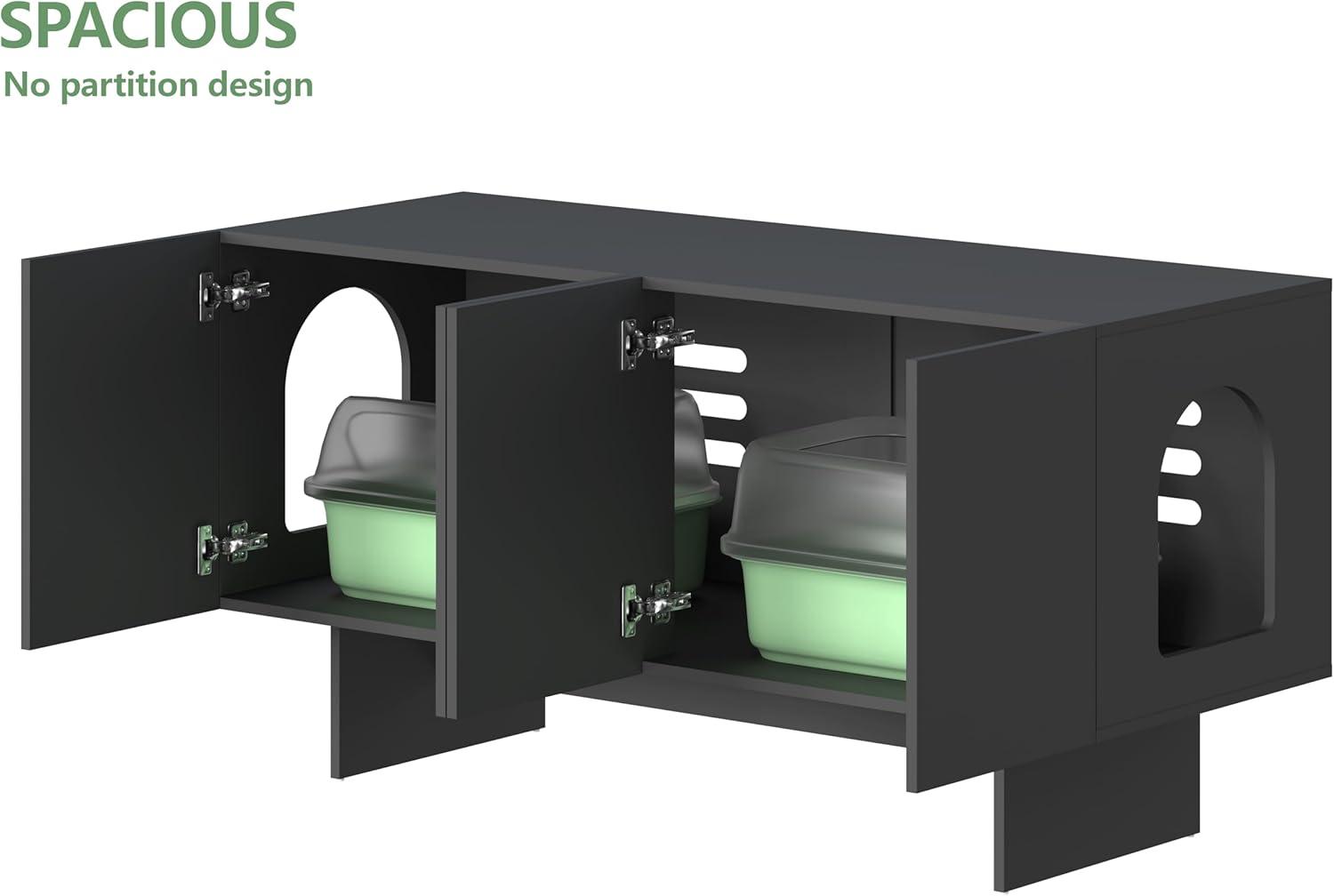 Tucker Murphy Pet™ Litter Box Enclosure for 2 Cats, Cat Litter Box Enclosure Furniture with Double Room