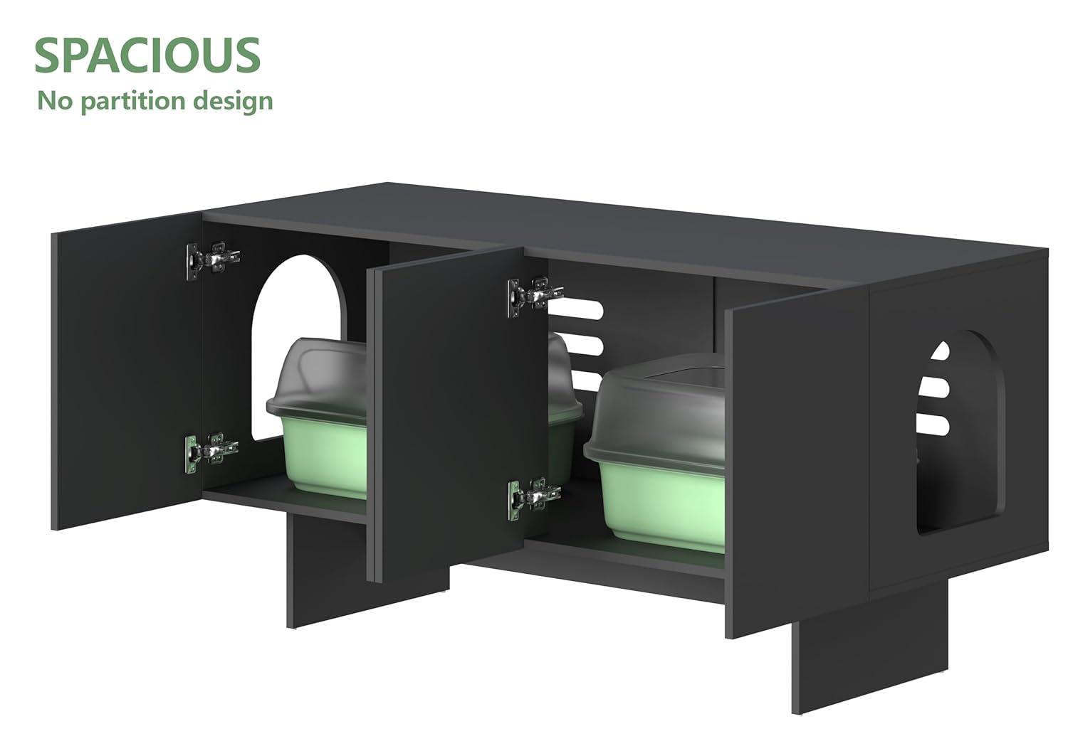 Tucker Murphy Pet™ Litter Box Enclosure for 2 Cats, Cat Litter Box Enclosure Furniture with Double Room