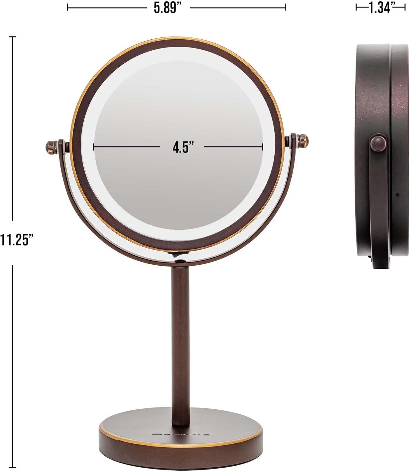 Antique Bronze Round Iron Countertop Magnifying Mirror