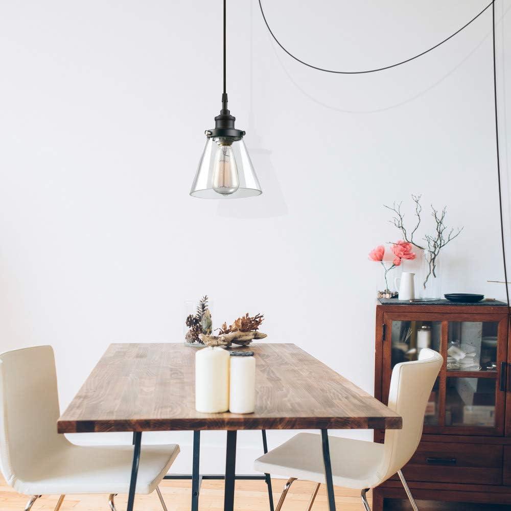 Matte Black and Brass Glass Pendant Light for Kitchen