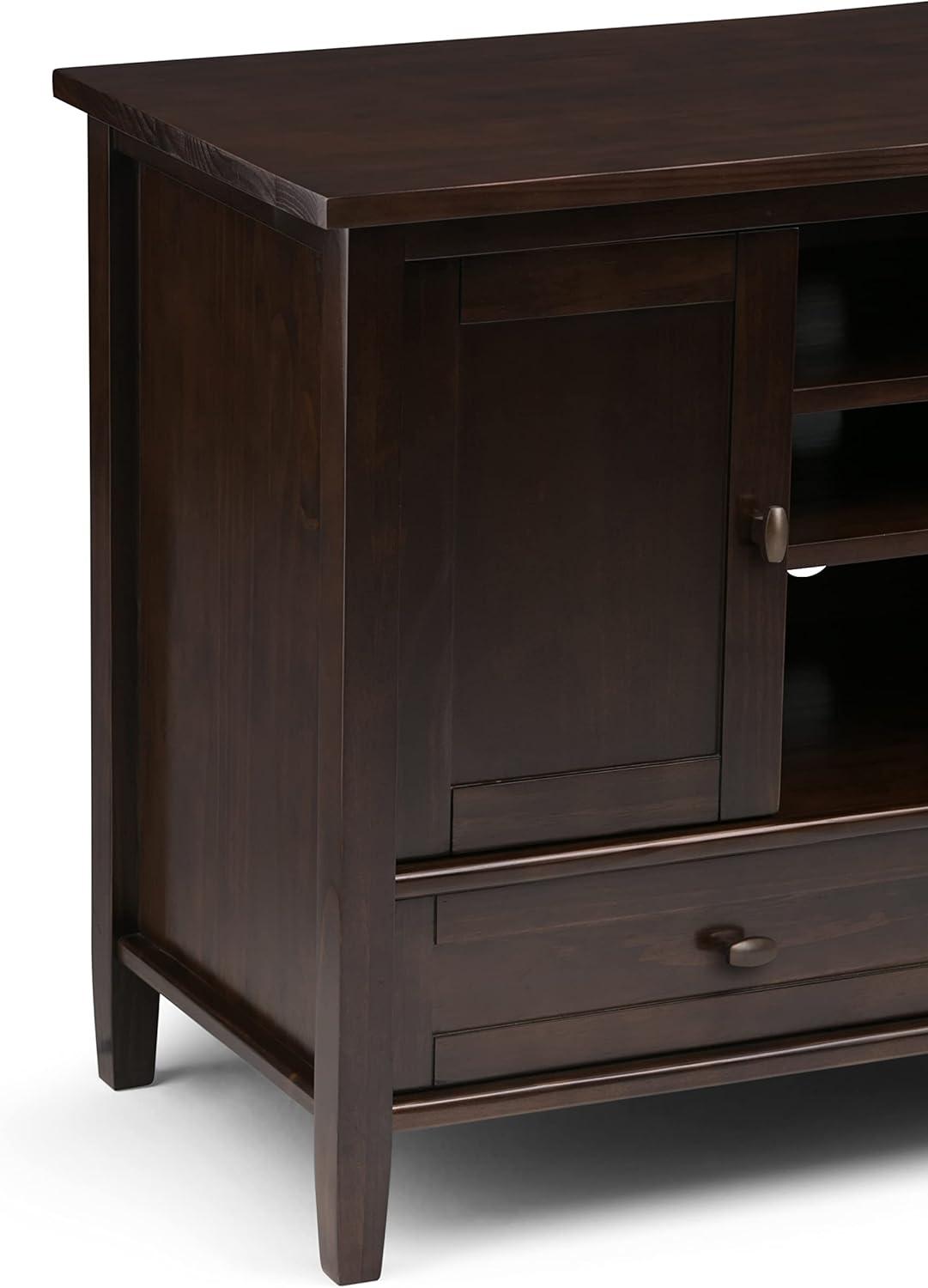 Simpli Home Warm Shaker Wood 47" Transitional TV Media Stand in Tobacco Brown For TVs up to 50"