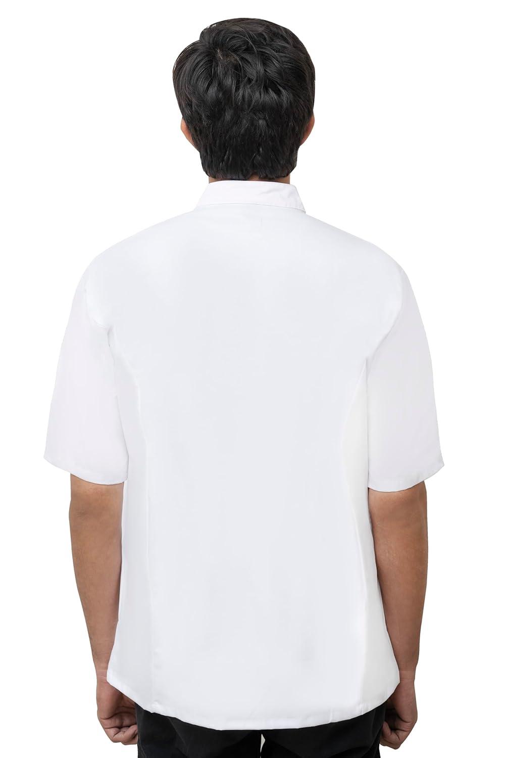 Men's White Short Sleeve Button Chef Coat
