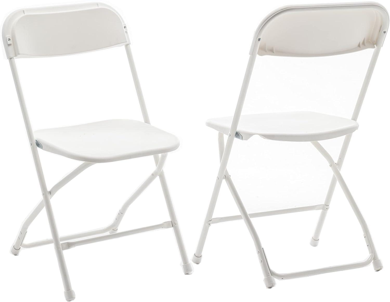 White Plastic Folding Steel Frame Event Chairs, Set of 2