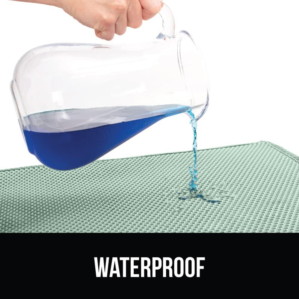GORILLA GRIP Waterproof Cat Litter Mat, Easy to Clean Honeycomb Waste Trapping Mats, 24x15 Sage