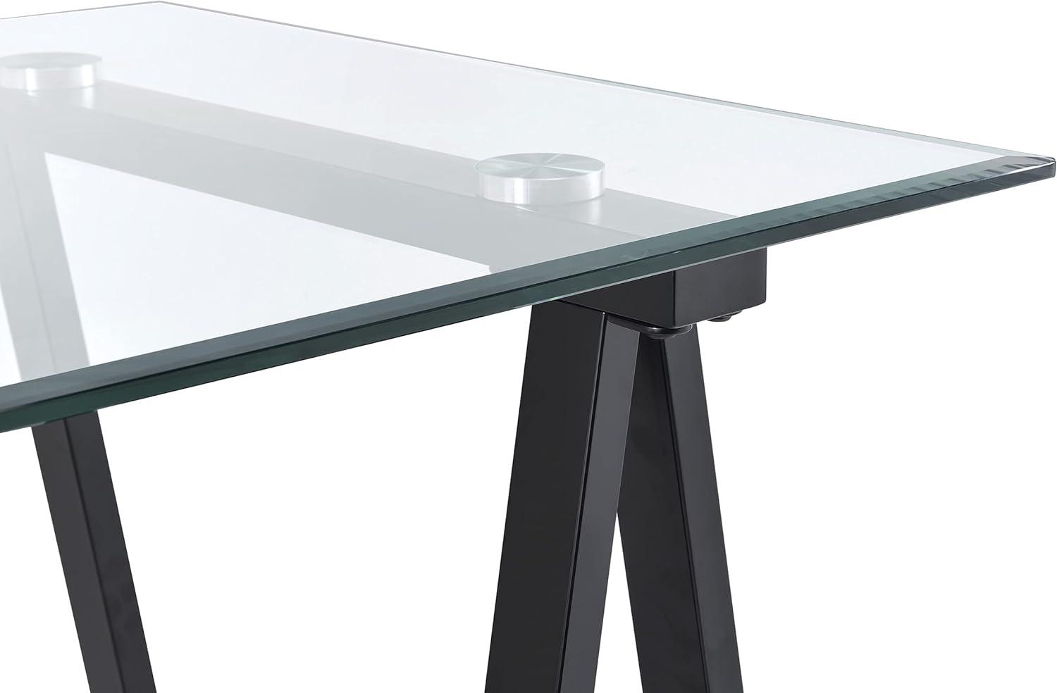 Middleton Writing Desk with Clear Glass Top and Black Base