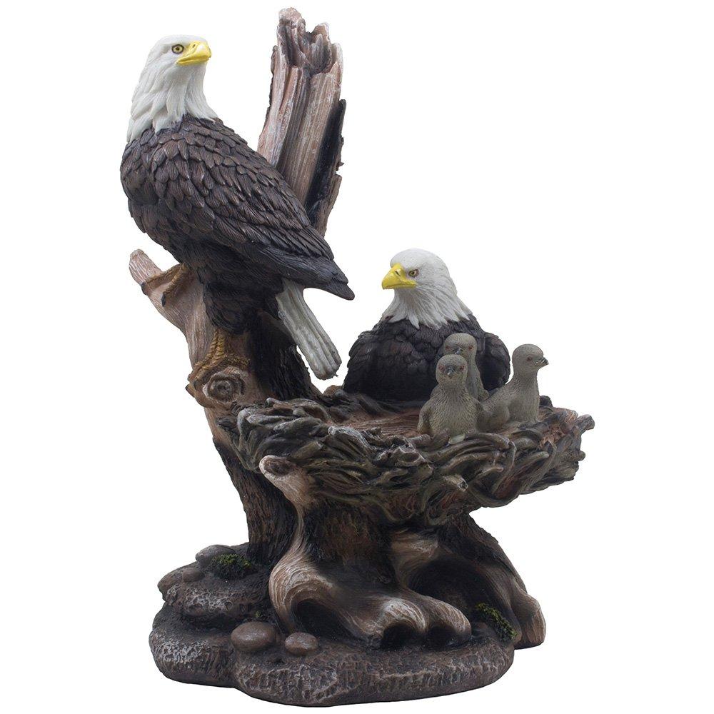 Patriotic American Bald Eagle Family Statue in Rustic Home Decor Sculptures & Figurines and Wildlife Bird Gifts