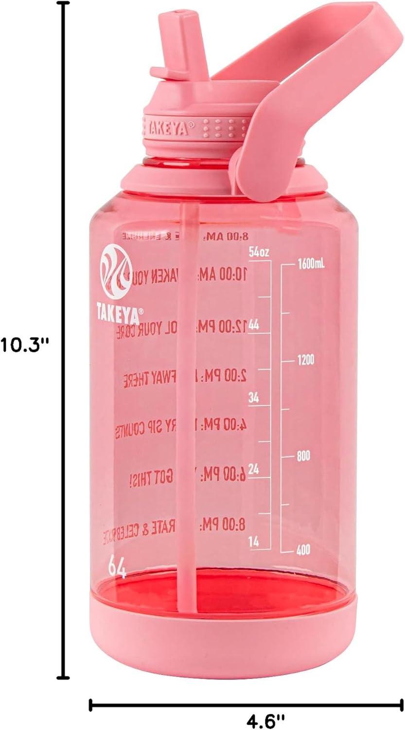 Takeya 64oz Tritan Motivational Water Bottle with Straw Lid - Pink