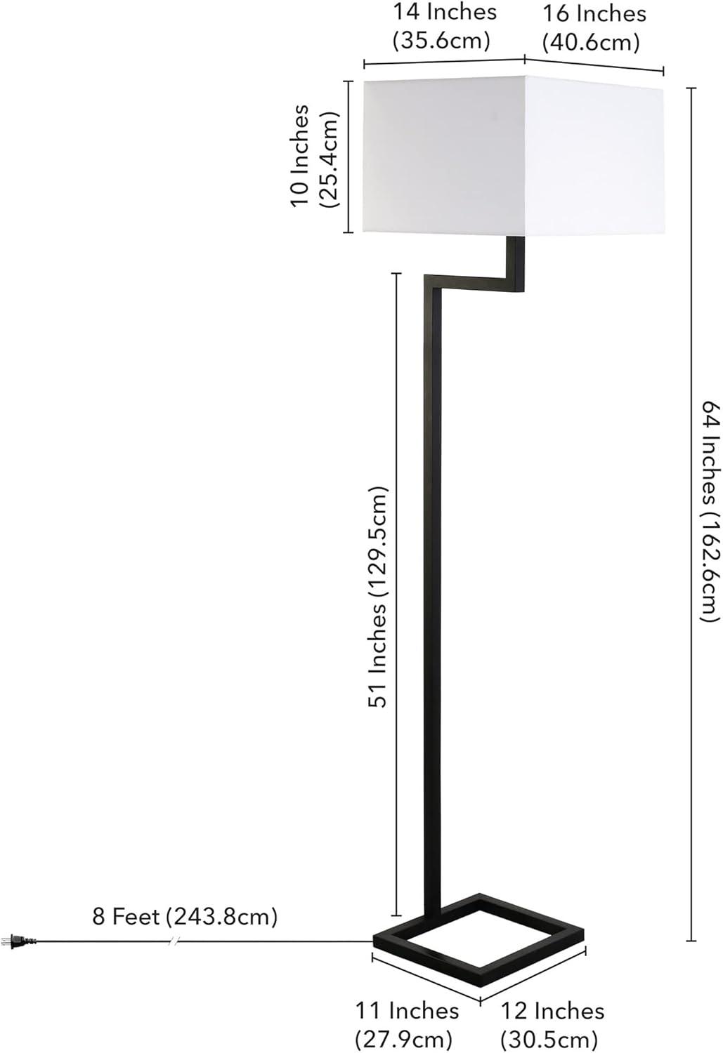 Xavier Voice-Controlled 64" Floor Lamp in Blackened Bronze with White Shade