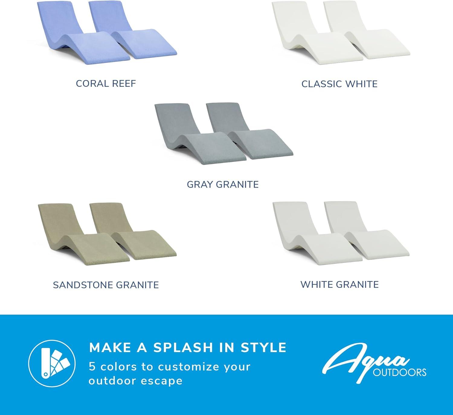 Aqua Outdoors - in-Pool Chaise Lounger - Pool & Sun Shelf Lounge Chair - Designed for Water Depths Up to 9” - Compatible with All Types - Poolside & Sun Deck Tanning - Set of 2 - Coral Reef