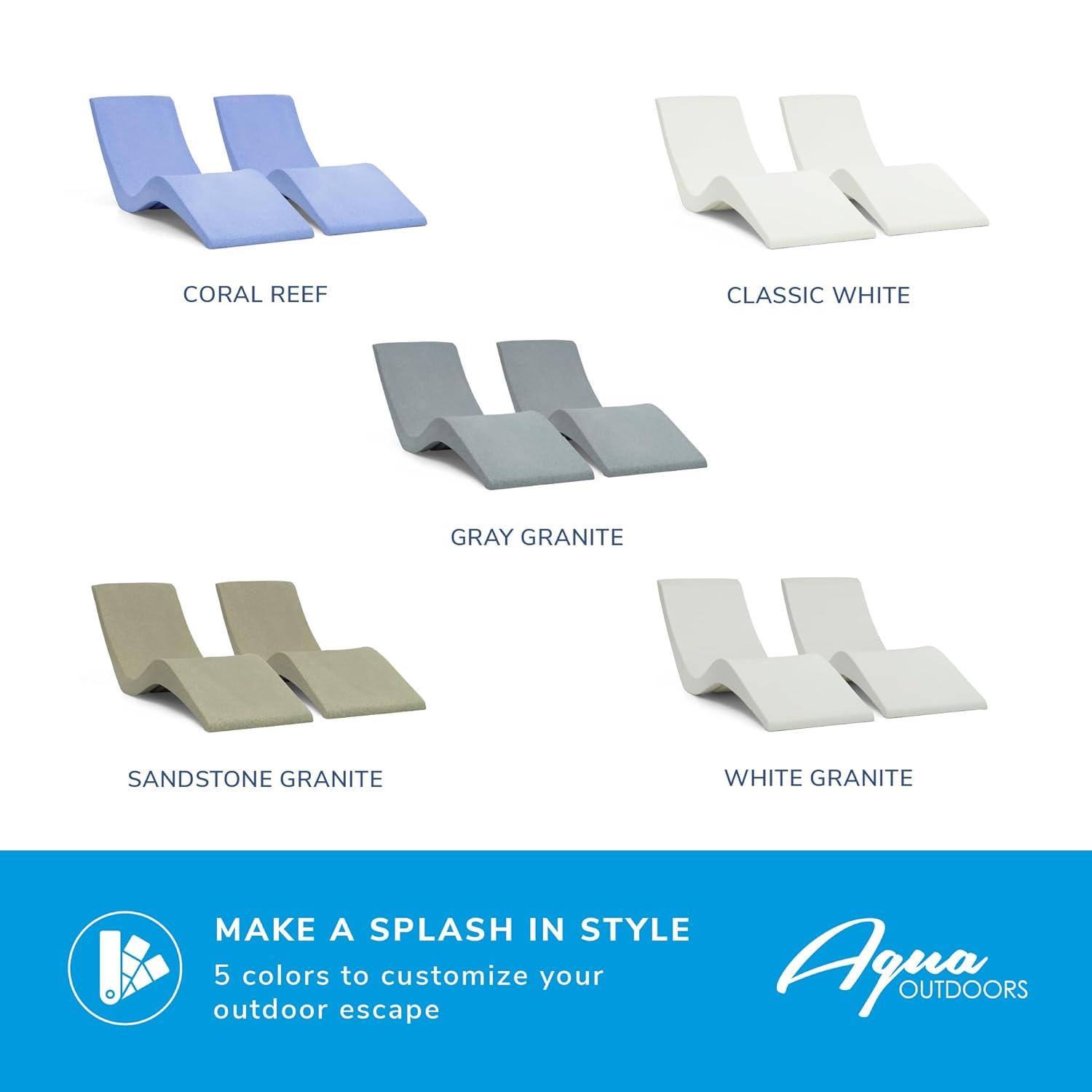 Aqua Outdoors - in-Pool Chaise Lounger - Pool & Sun Shelf Lounge Chair - Designed for Water Depths Up to 9” - Compatible with All Types - Poolside & Sun Deck Tanning - Set of 2 - Coral Reef