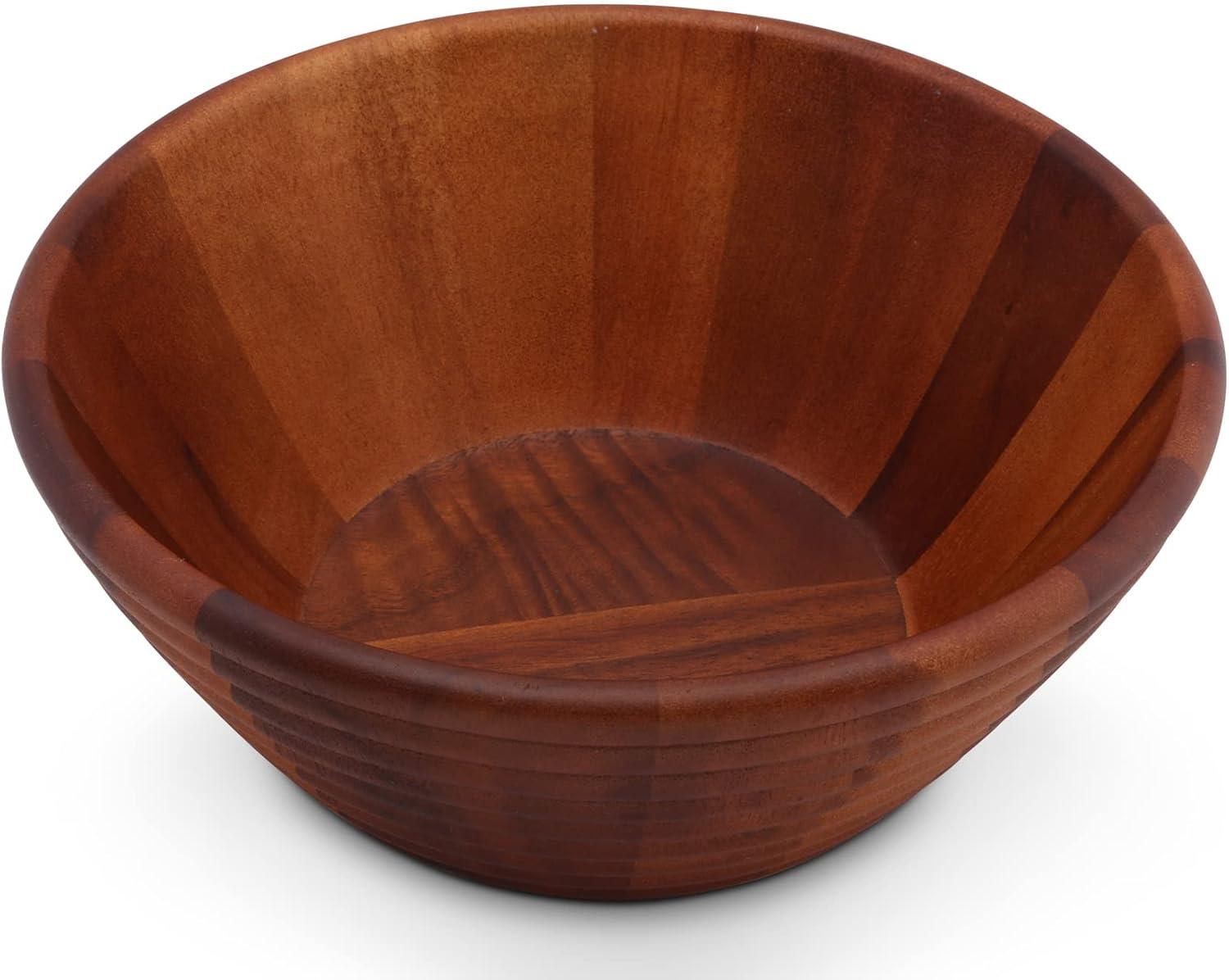 Large Acacia Wood Round Salad Serving Bowl