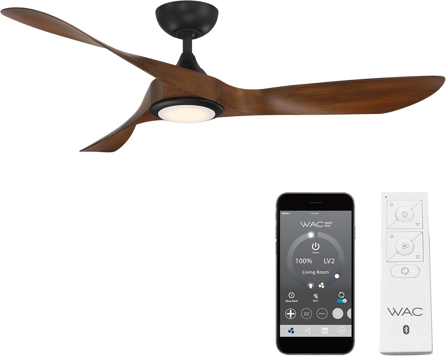 54" Swirl 3 - Blade Outdoor LED Smart Propeller Ceiling Fan with Remote Control and Light Kit Included