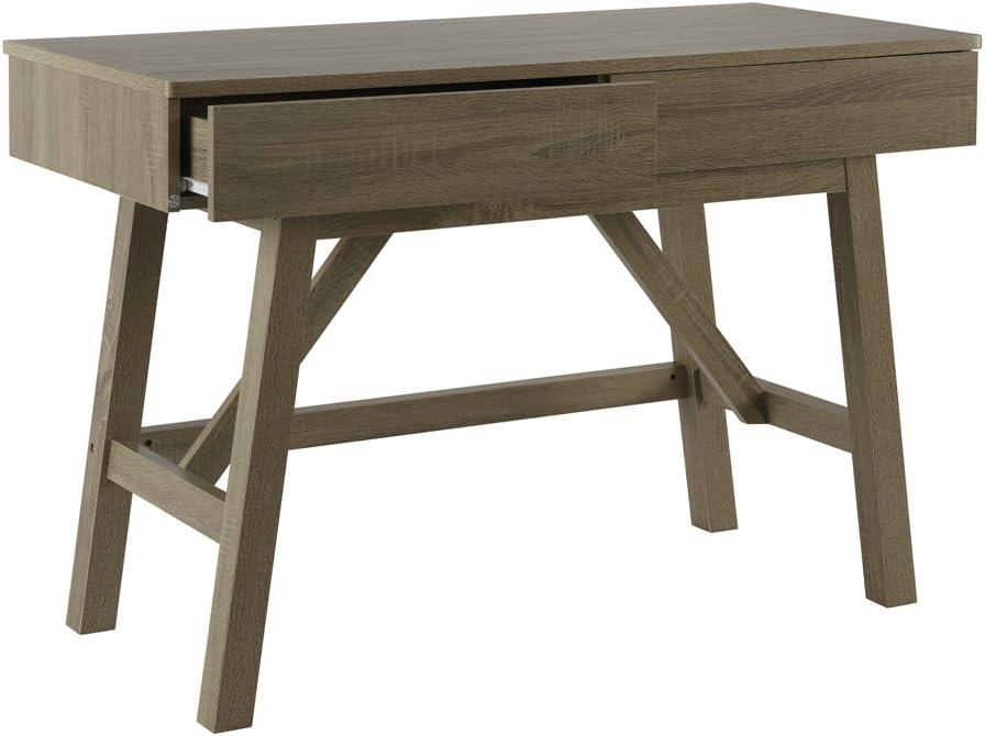 Modern Rustic Gray 52'' Wood Desk with Dual Storage Drawers