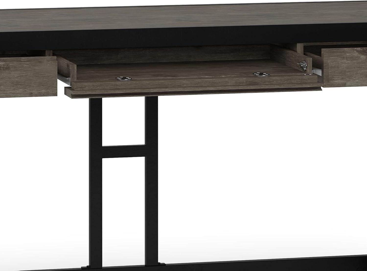 Simpli Home Erina Solid Acacia Wood Desk, Industrial Style with Keyboard Tray and 2 Drawers & Reviews | Wayfair