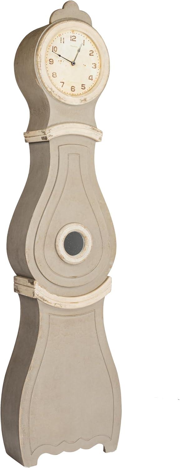 Distressed Gray Wood Grandfather Style Wall Clock