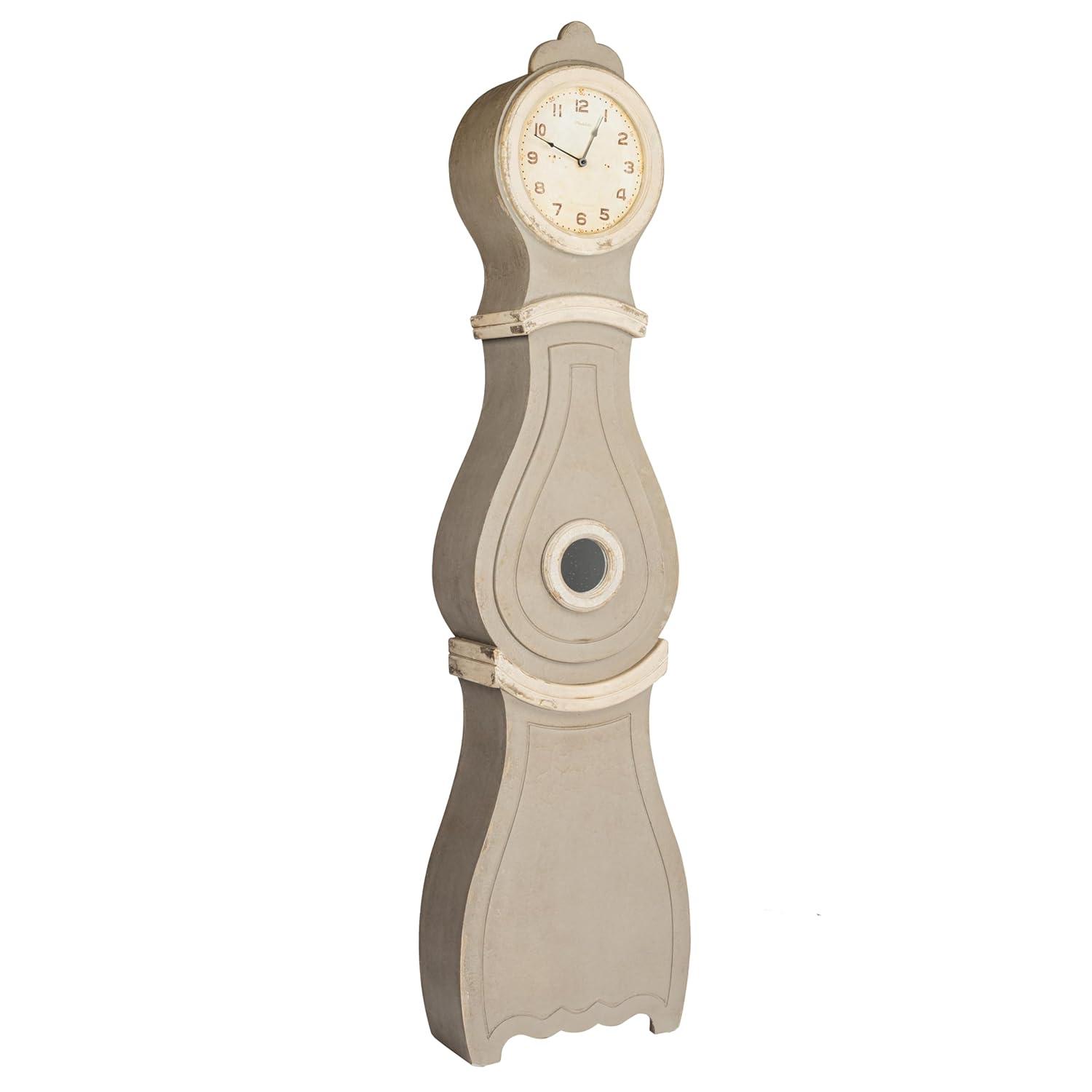 Distressed Gray Wood Grandfather Style Wall Clock