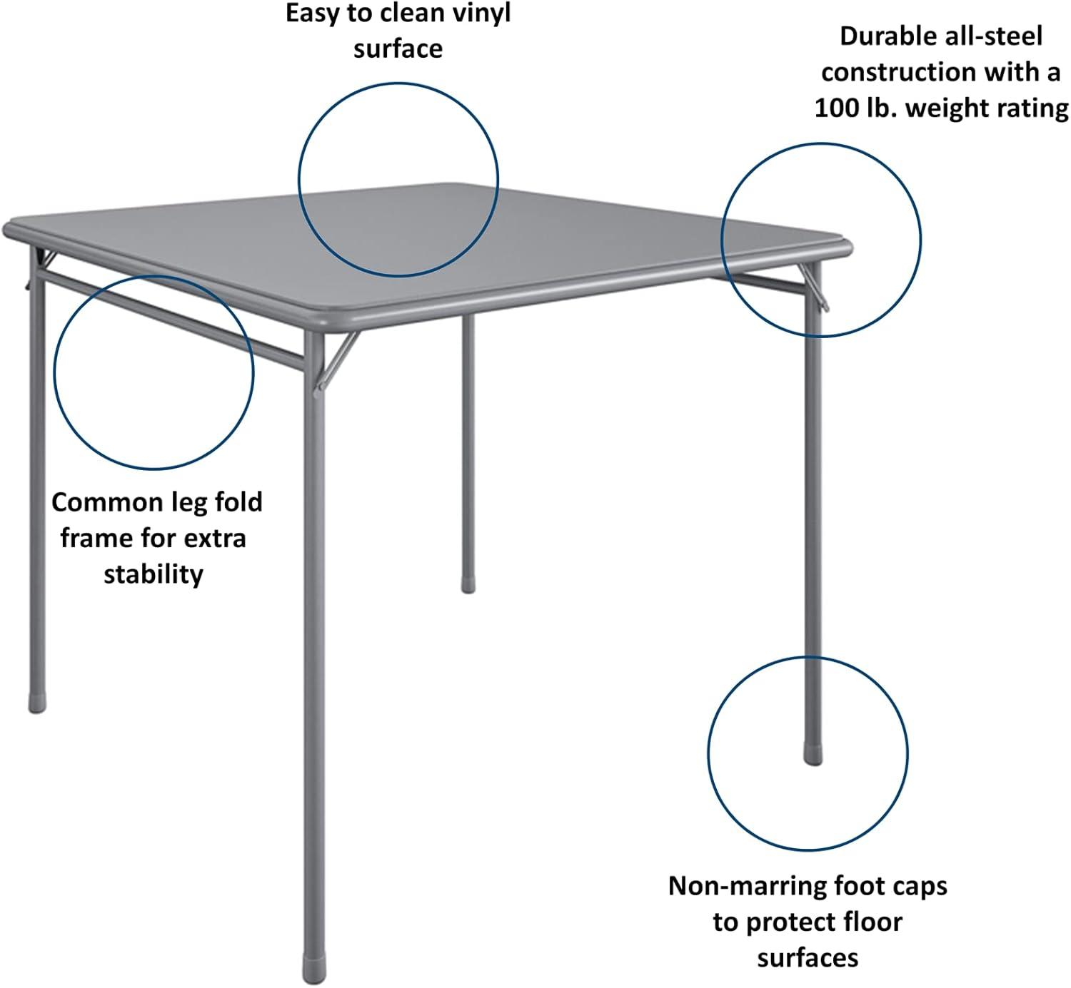 Gray 5-Piece Folding Dining Set with Fabric Chairs