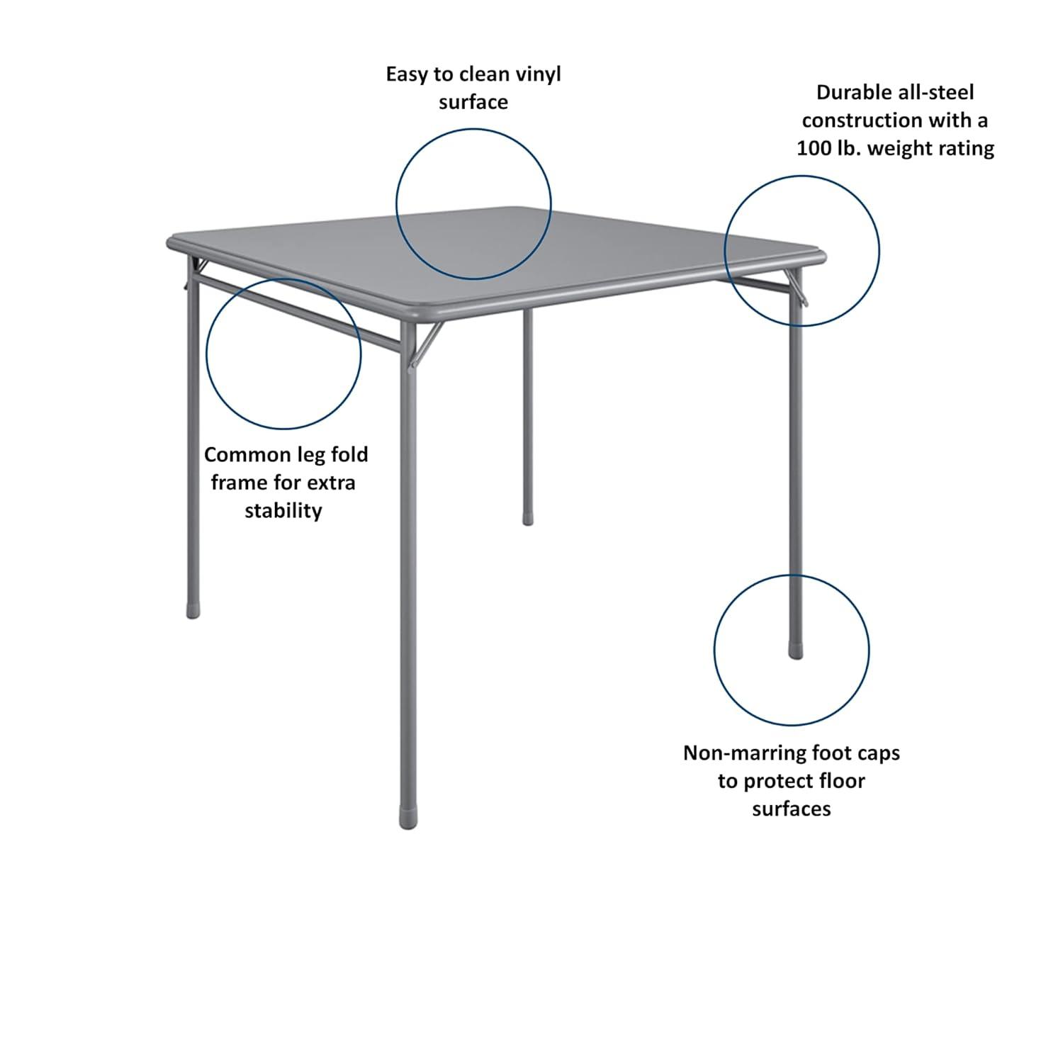 COSCO 5-Piece Folding Fabric Dining Set & 34" Vinyl Card Table