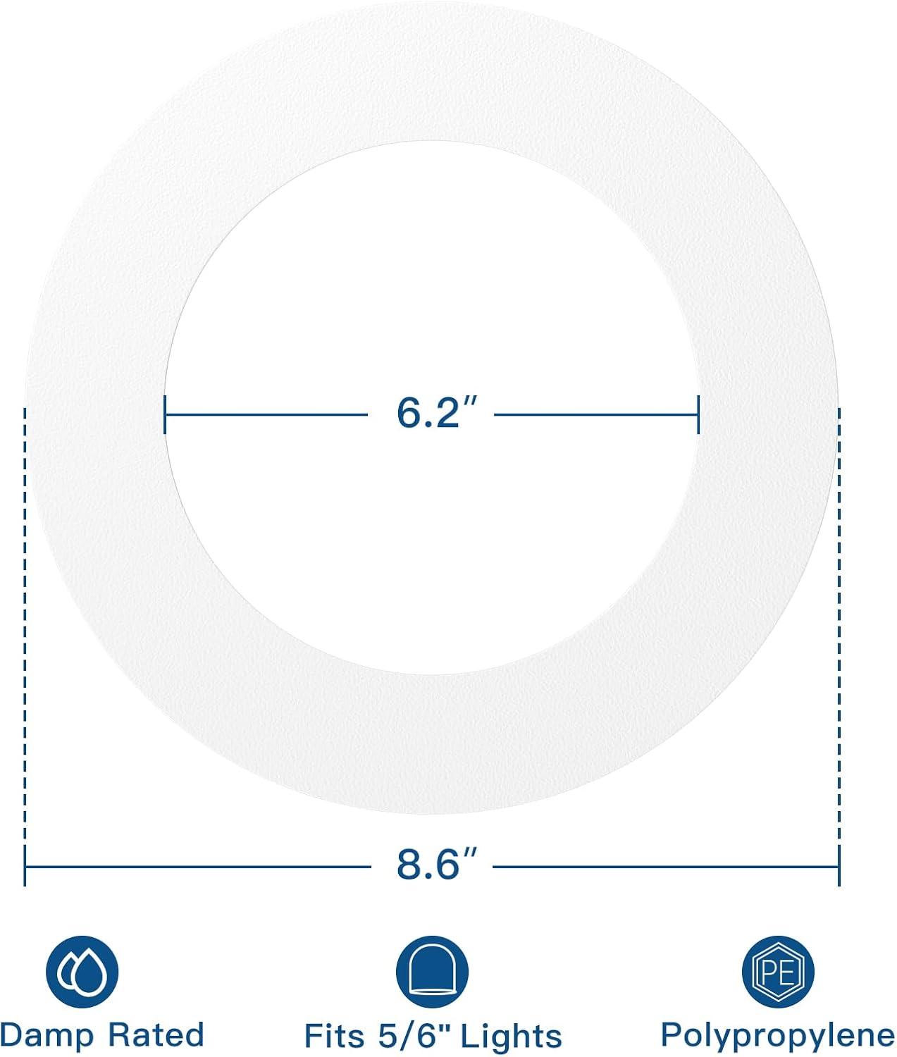 White Circular LED Recessed Light Goof Trim Rings, 6-Pack