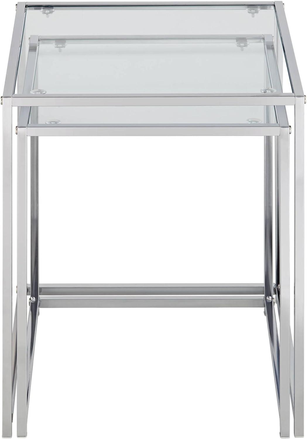 Rodney Chrome and Clear Glass Nesting Accent Tables Set of 2