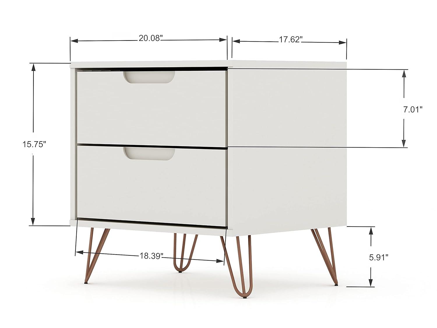 Set of 2 Rockefeller 2 Drawer Nightstands - Manhattan Comfort
