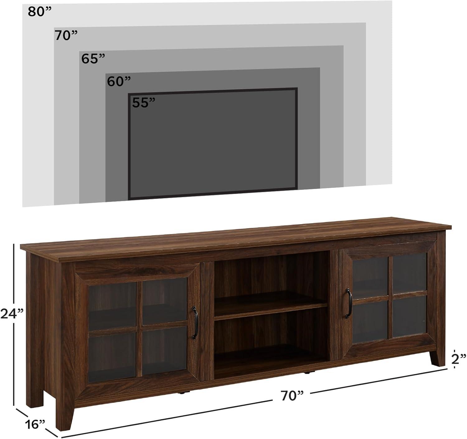 Walker Edison Modern Farmhouse TV Stand for TVs Up to 78", Dark Walnut